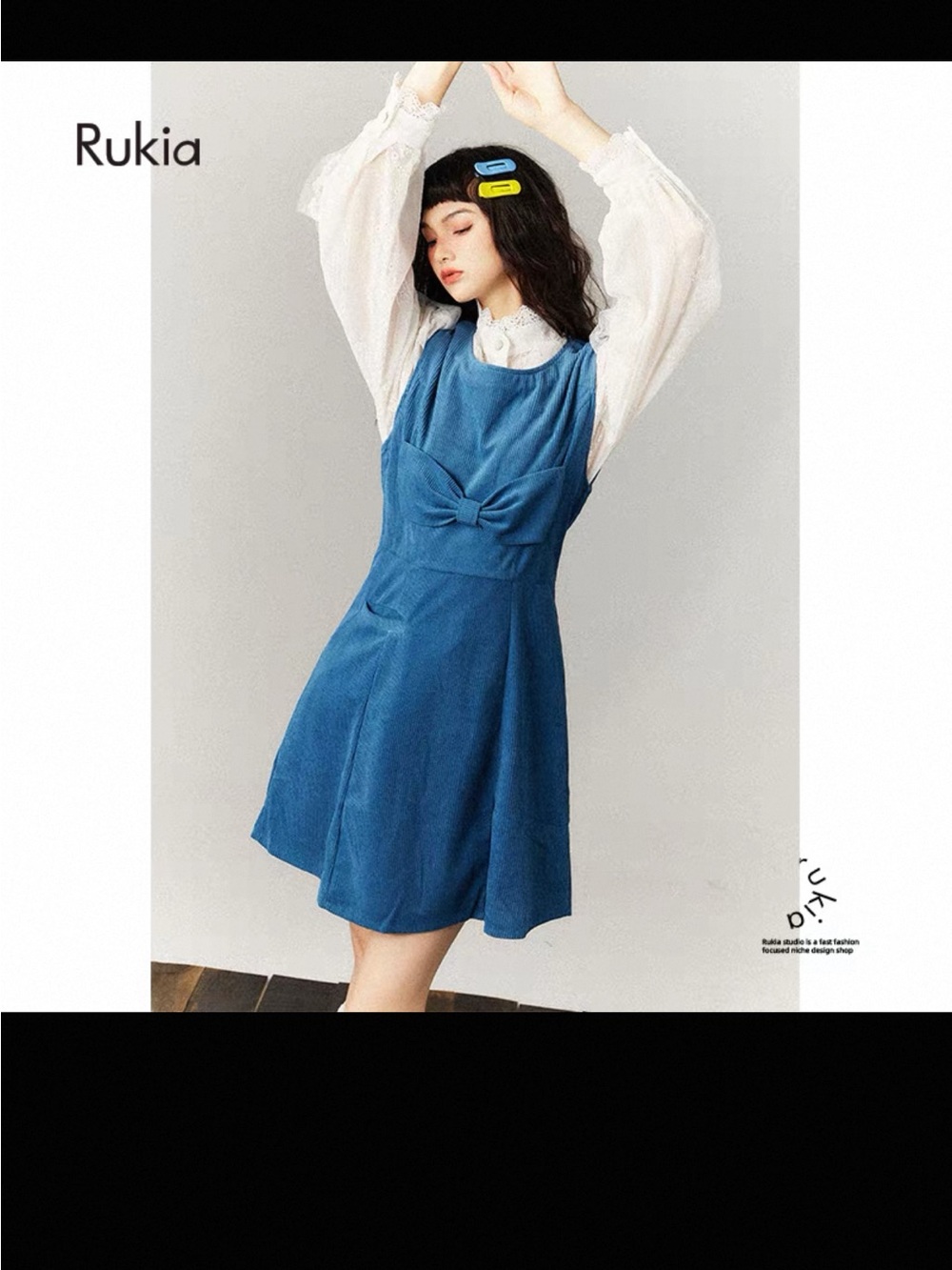 Blue Bow-Front Sleeveless Dress